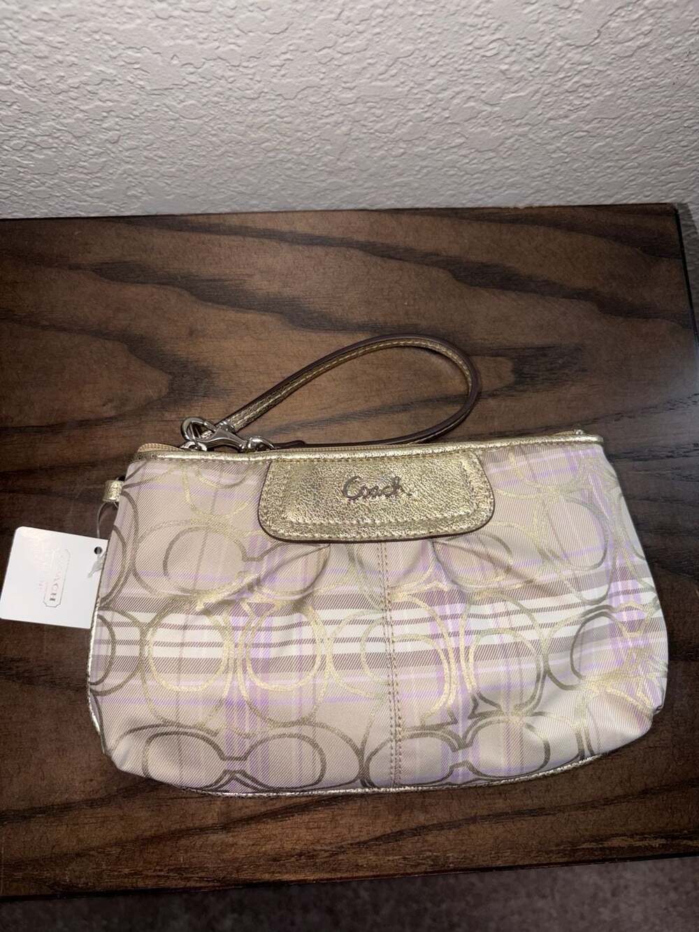 Coach Signature Tartan Plaid Large Wristlet NWT